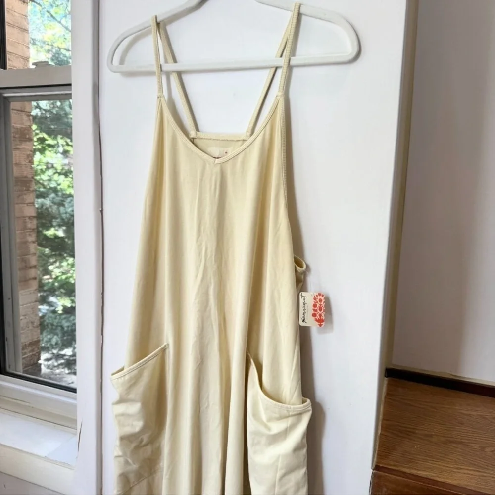 NWT Free People Hot Shot Onesie Jumpsuit in Banana Butter Yellow Large
